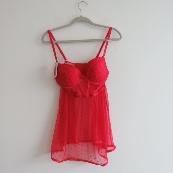 DAISY FUENTES Lace Babydoll Teddy Bra Mesh Negligee Pinup Sexy Y2K - Size M NWT - Picture 2 of 16
